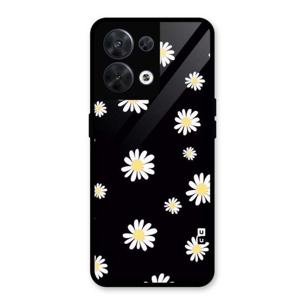 Simple Sunflowers Pattern Glass Back Case for Oppo Reno8 5G