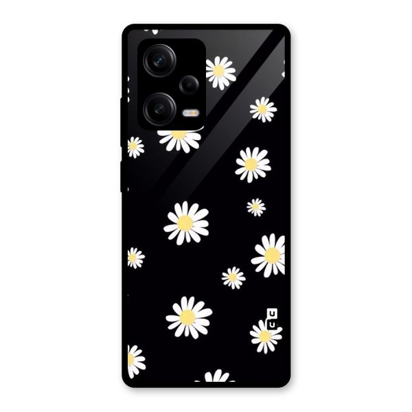 Simple Sunflowers Pattern Glass Back Case for Redmi Note 12 Pro