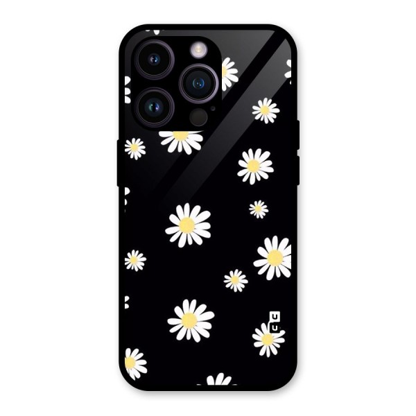 Simple Sunflowers Pattern Glass Back Case for iPhone 14 Pro