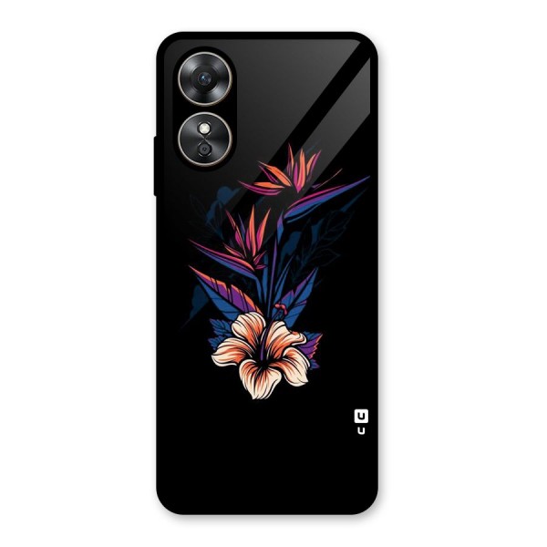 Single Painted Flower Glass Back Case for Oppo A17