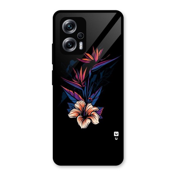 Single Painted Flower Glass Back Case for Redmi K50i