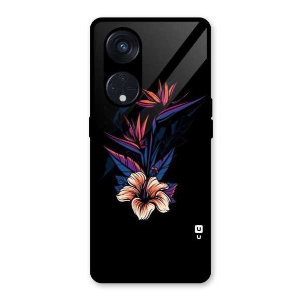 Single Painted Flower Glass Back Case for Reno8 T 5G