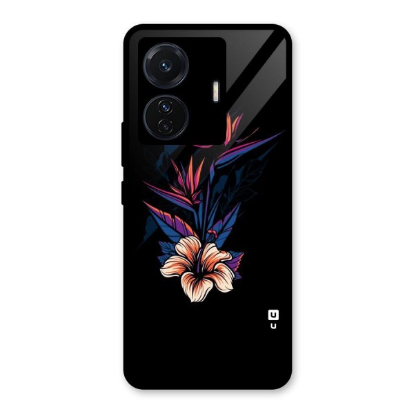 Single Painted Flower Glass Back Case for Vivo T1 Pro