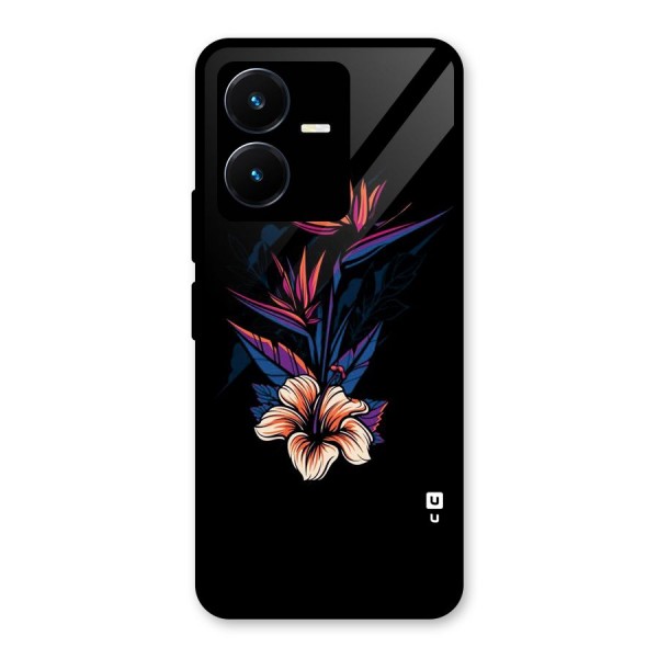 Single Painted Flower Glass Back Case for Vivo Y22