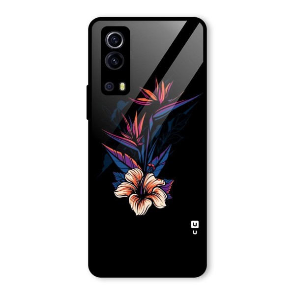 Single Painted Flower Glass Back Case for Vivo iQOO Z3