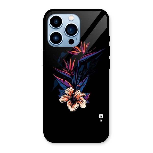 Single Painted Flower Glass Back Case for iPhone 13 Pro