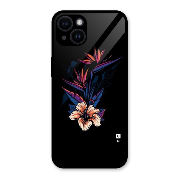 Single Painted Flower Glass Back Case for iPhone 14