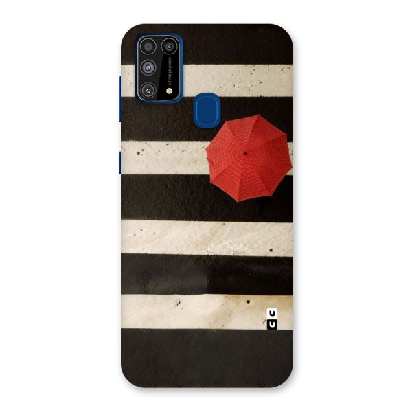 Single Red Umbrella Stripes Back Case for Galaxy M31