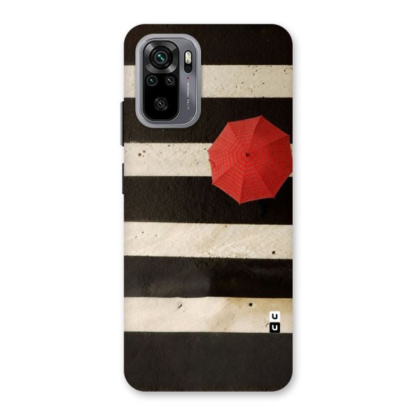 Single Red Umbrella Stripes Back Case for Redmi Note 10