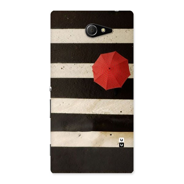 Single Red Umbrella Stripes Back Case for Sony Xperia M2