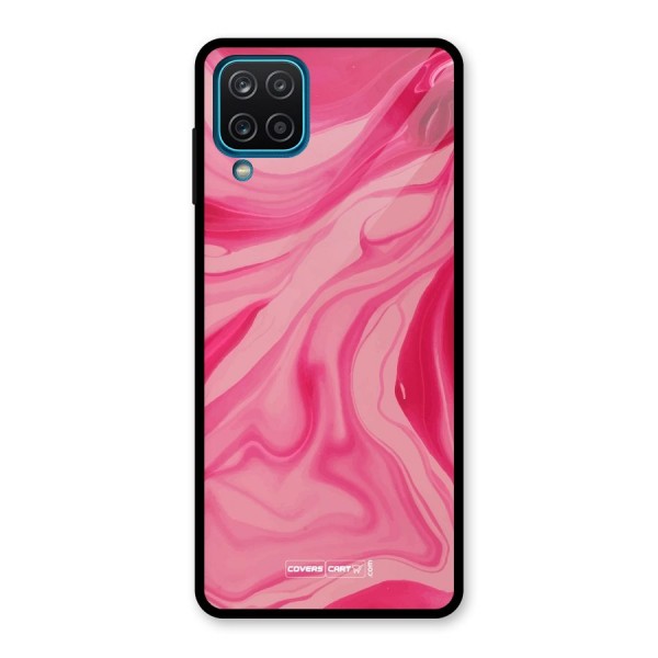 Sizzling Pink Marble Texture Glass Back Case for Galaxy A12