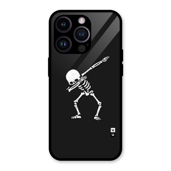Skeleton Dab White Glass Back Case for iPhone 14 Pro