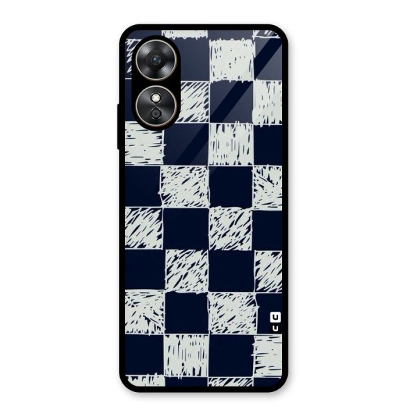 Sketchy Check Design Glass Back Case for Oppo A17