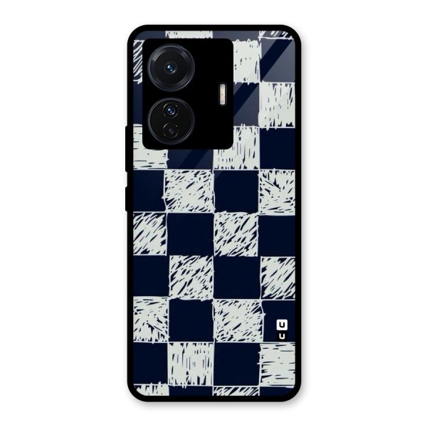 Sketchy Check Design Glass Back Case for Vivo T1 Pro