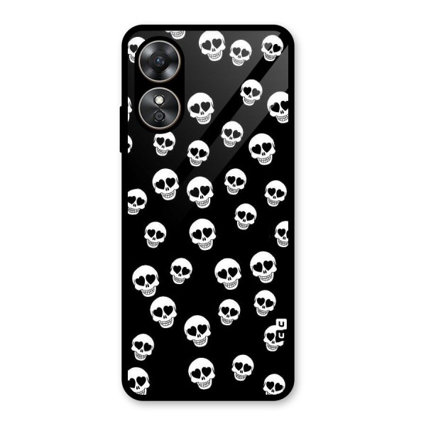 Skull Heart Glass Back Case for Oppo A17