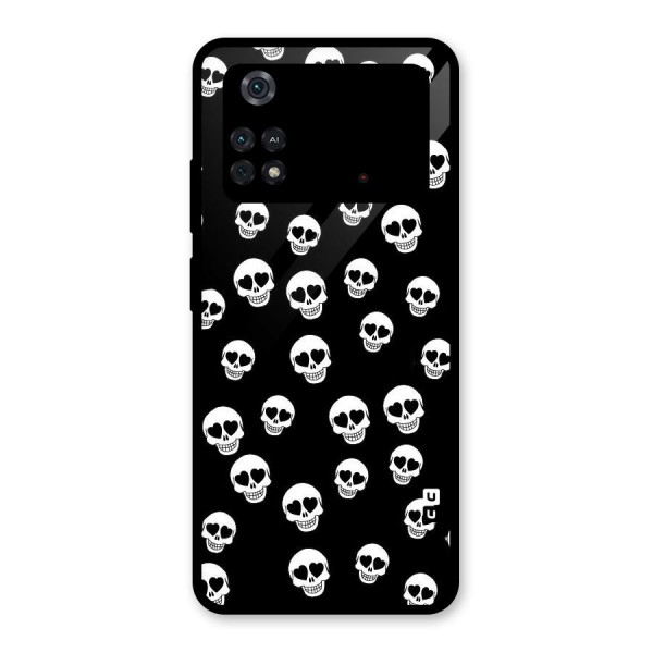 Skull Heart Glass Back Case for Poco M4 Pro 4G