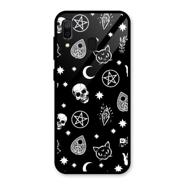 Skull Moon Design Glass Back Case for Galaxy A30