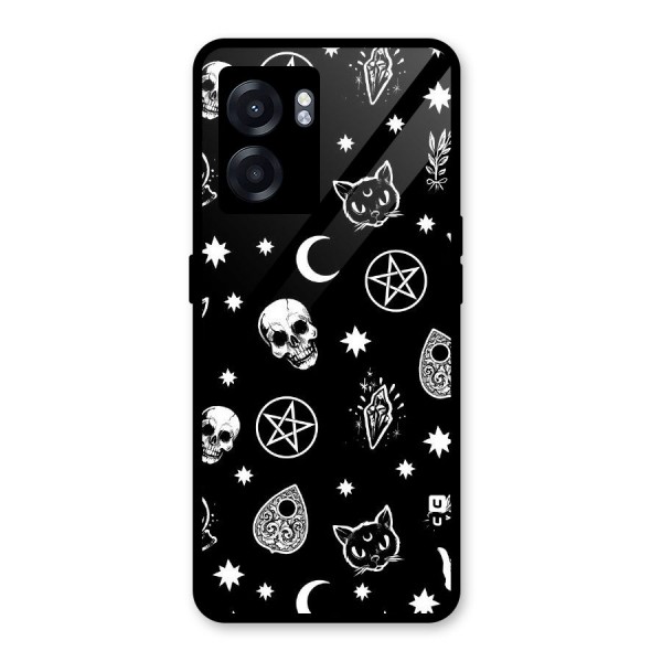 Skull Moon Design Glass Back Case for Oppo K10 (5G)