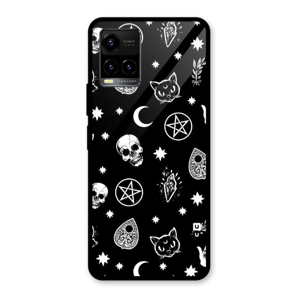 Skull Moon Design Glass Back Case for Vivo Y21 2021