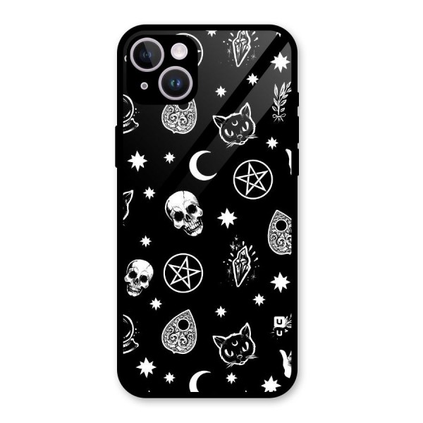 Skull Moon Design Glass Back Case for iPhone 14 Plus