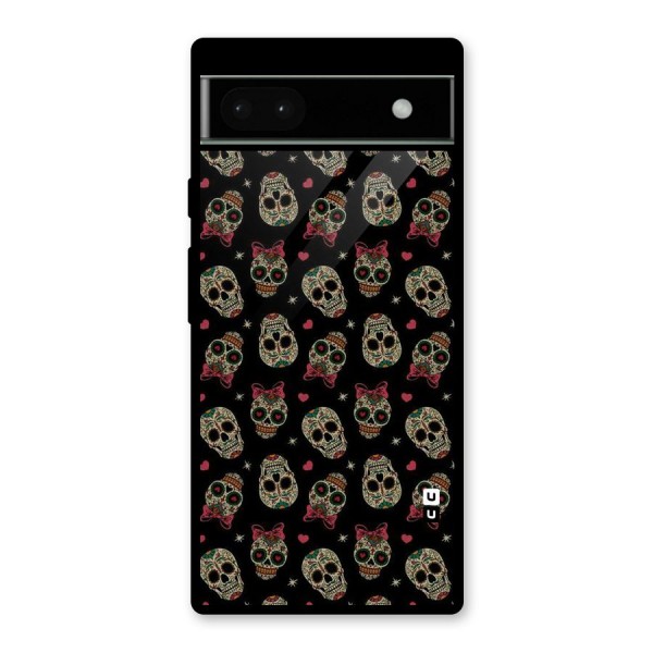 Skull Pattern Glass Back Case for Google Pixel 6a