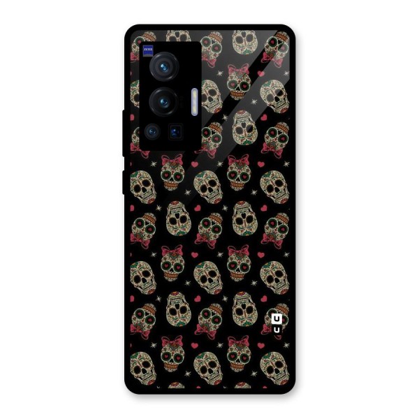 Skull Pattern Glass Back Case for Vivo X70 Pro