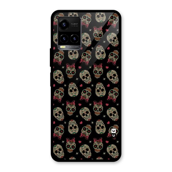 Skull Pattern Glass Back Case for Vivo Y21 2021