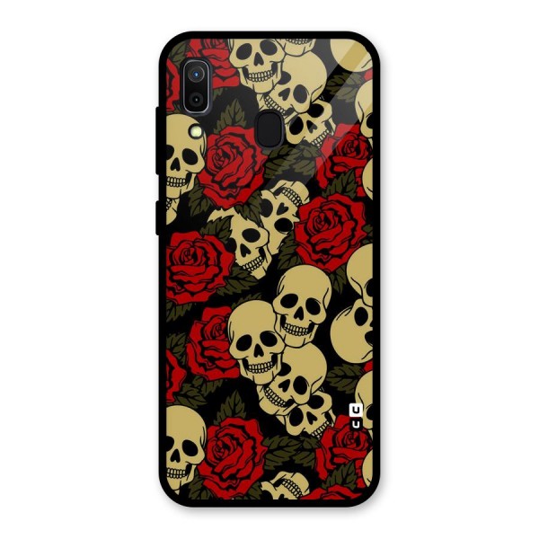 Skulled Roses Glass Back Case for Galaxy A30