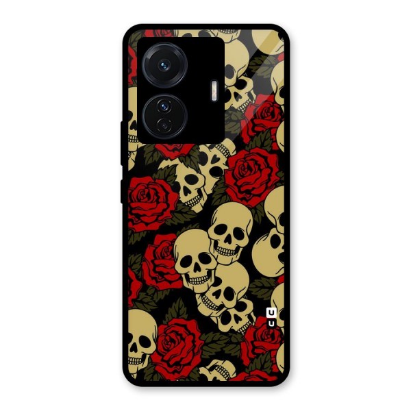 Skulled Roses Glass Back Case for Vivo T1 Pro