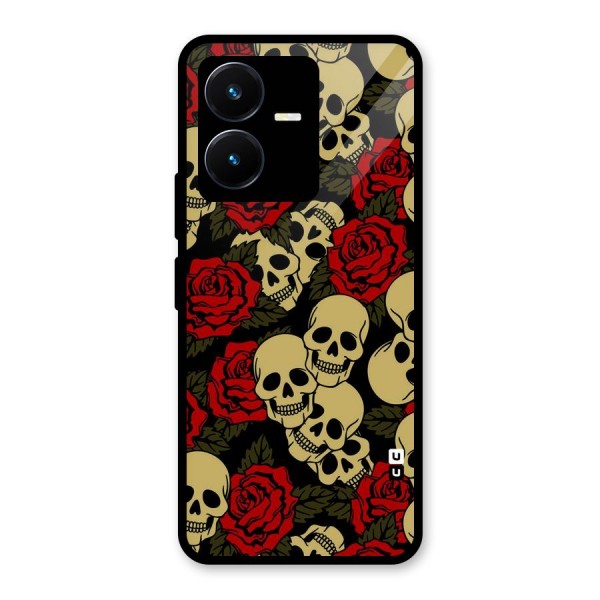 Skulled Roses Glass Back Case for Vivo Y22