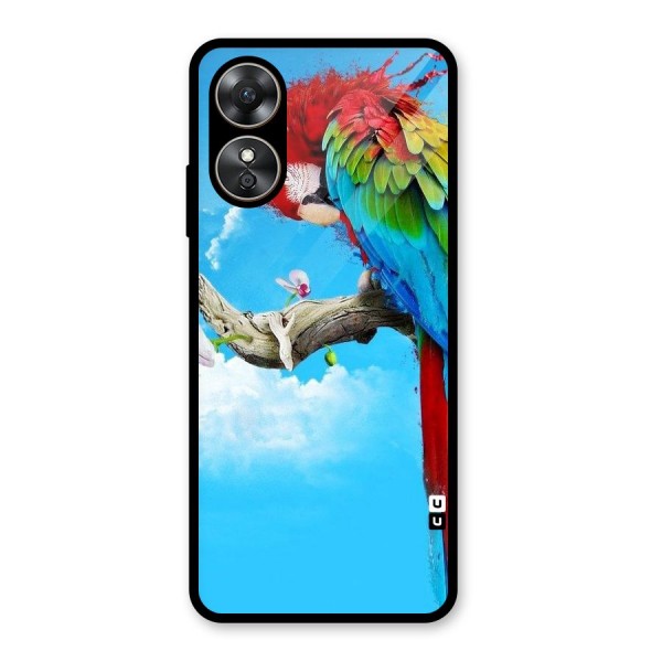 Sky Parrot Glass Back Case for Oppo A17