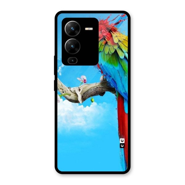 Sky Parrot Glass Back Case for Vivo V25 Pro