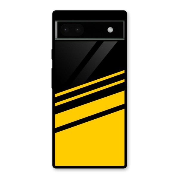 Slant Yellow Stripes Glass Back Case for Google Pixel 6a