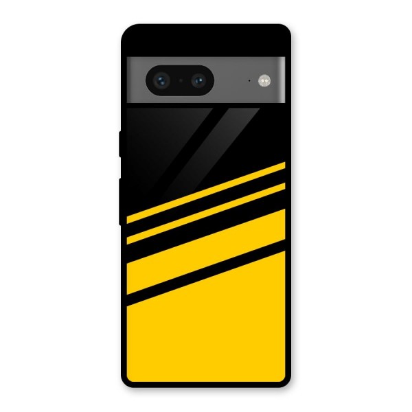 Slant Yellow Stripes Glass Back Case for Google Pixel 7