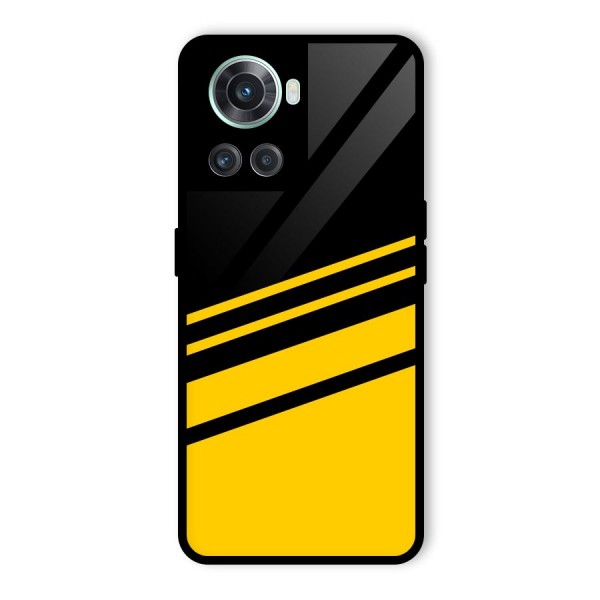 Slant Yellow Stripes Glass Back Case for OnePlus 10R