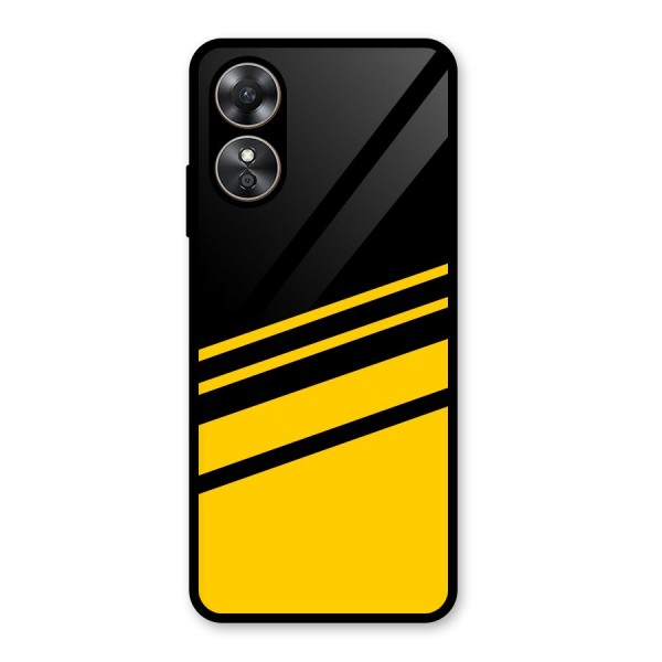 Slant Yellow Stripes Glass Back Case for Oppo A17