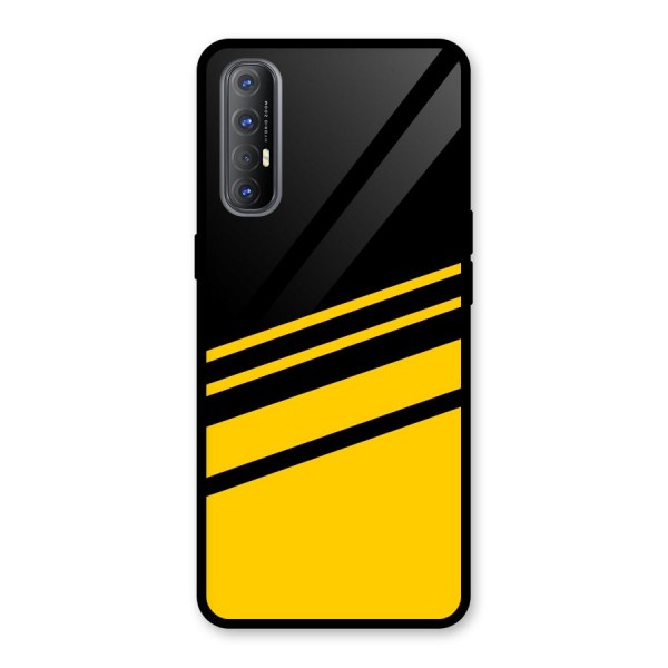 Slant Yellow Stripes Glass Back Case for Oppo Reno3 Pro