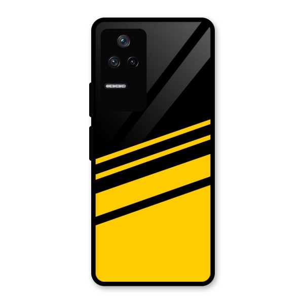 Slant Yellow Stripes Glass Back Case for Poco F4 5G