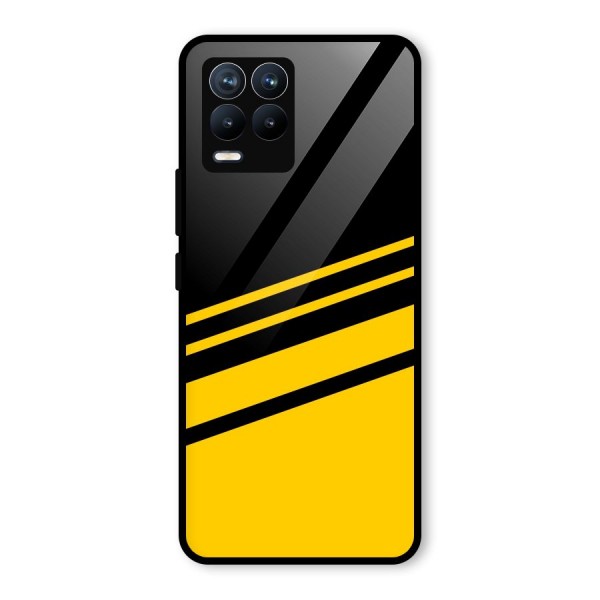 Slant Yellow Stripes Glass Back Case for Realme 8 Pro