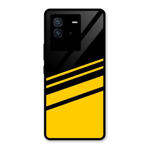 Slant Yellow Stripes Glass Back Case for Vivo iQOO Neo 6 5G
