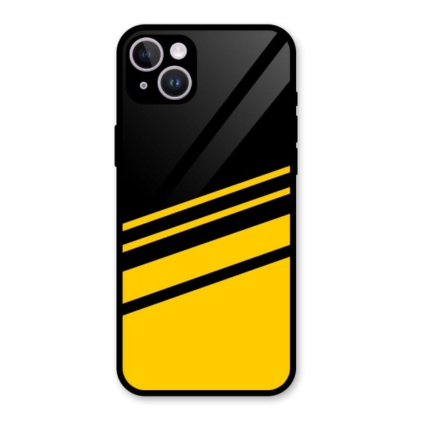 Slant Yellow Stripes Glass Back Case for iPhone 14 Plus