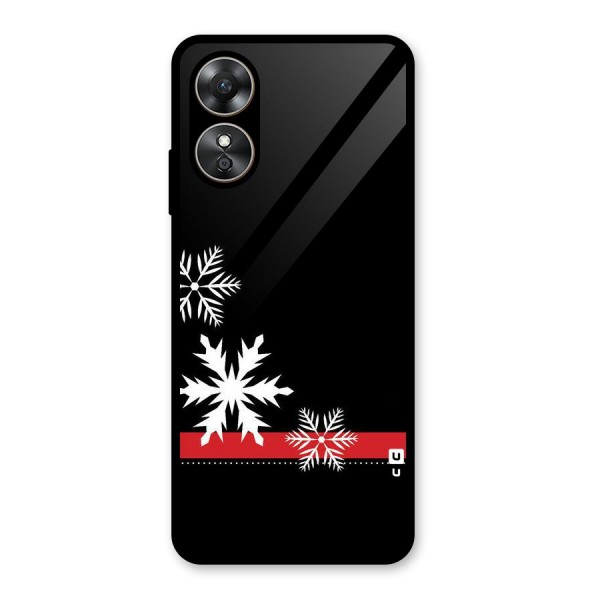 Snowflake Ribbon Glass Back Case for Oppo A17