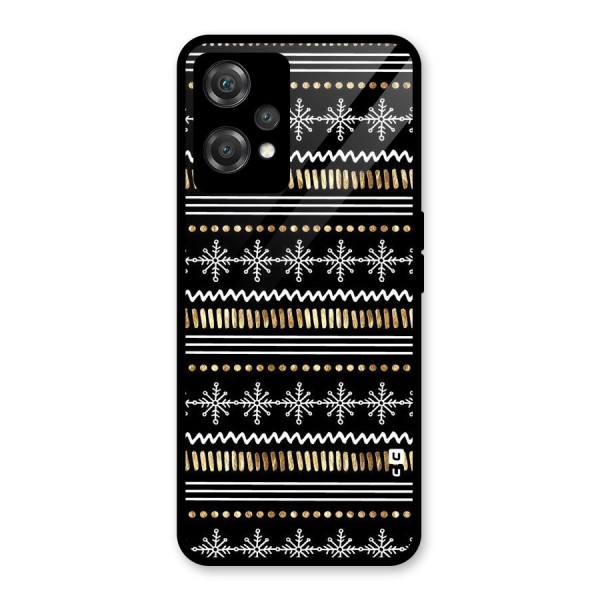 Snowflakes Gold Glass Back Case for OnePlus Nord CE 2 Lite 5G