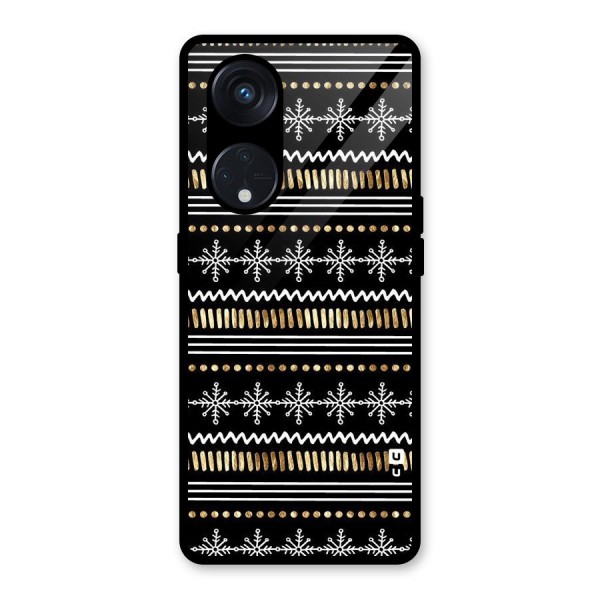 Snowflakes Gold Glass Back Case for Reno8 T 5G