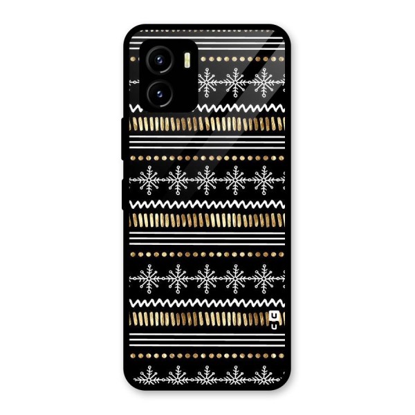 Snowflakes Gold Glass Back Case for Vivo Y15s