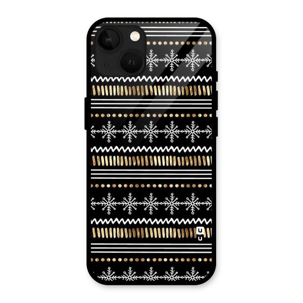 Snowflakes Gold Glass Back Case for iPhone 13