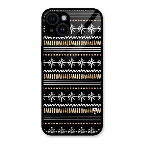 Snowflakes Gold Glass Back Case for iPhone 14