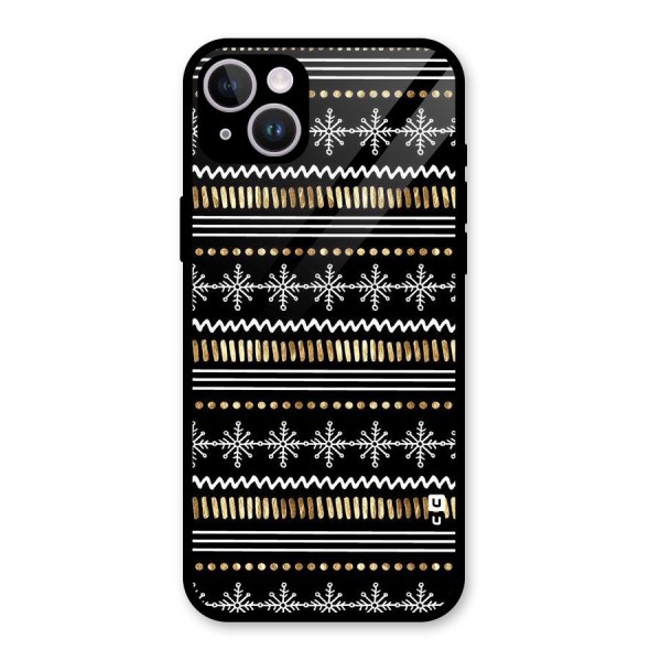 Snowflakes Gold Glass Back Case for iPhone 14 Plus