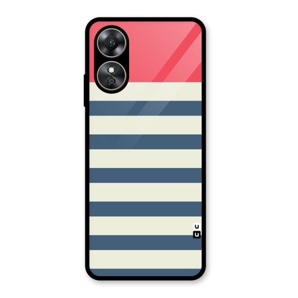 Solid Orange And Stripes Glass Back Case for Oppo A17