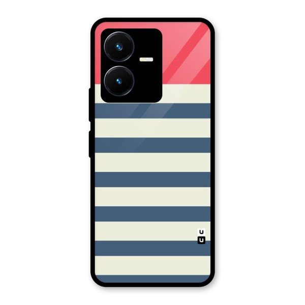 Solid Orange And Stripes Glass Back Case for Vivo Y22